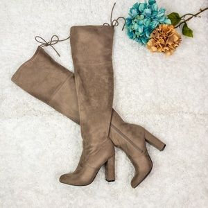 Over the Knee Tan Faux Suede Boots by A New Day